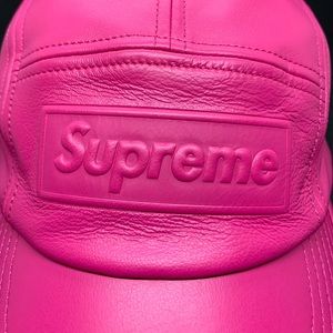 SUPREME x Gore-Tex Genuine Leather Fuchsia 5 panel hat